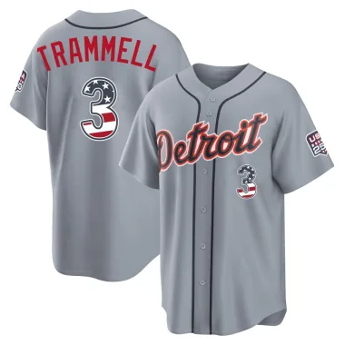 Alan Trammell Youth Limited Detroit Tigers Gray USA 250 Fourth Of July Road Stadium Jersey