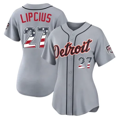 Andre Lipcius Women's Limited Detroit Tigers Gray USA 250 Fourth Of July Road Stadium Jersey