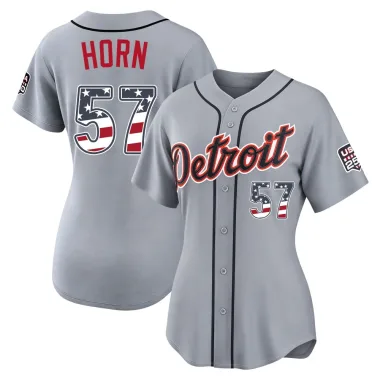 Bailey Horn Women's Limited Detroit Tigers Gray USA 250 Fourth Of July Road Stadium Jersey
